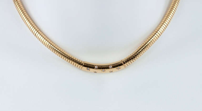 Women's Van Cleef & Arpels Gold Flexible Choker with Star Diamonds Necklace For Sale