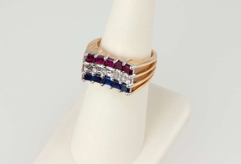 Women's Cartier 1940s Ruby Sapphire Diamond Ring