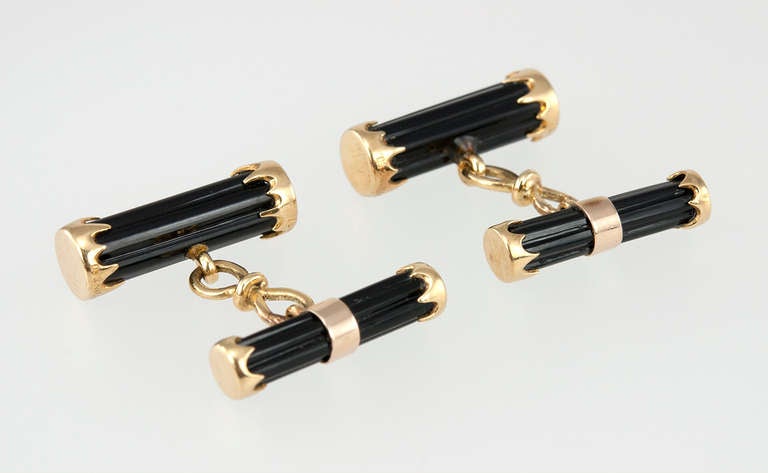 Tiffany & Co. Onyx Gold Cufflinks 1