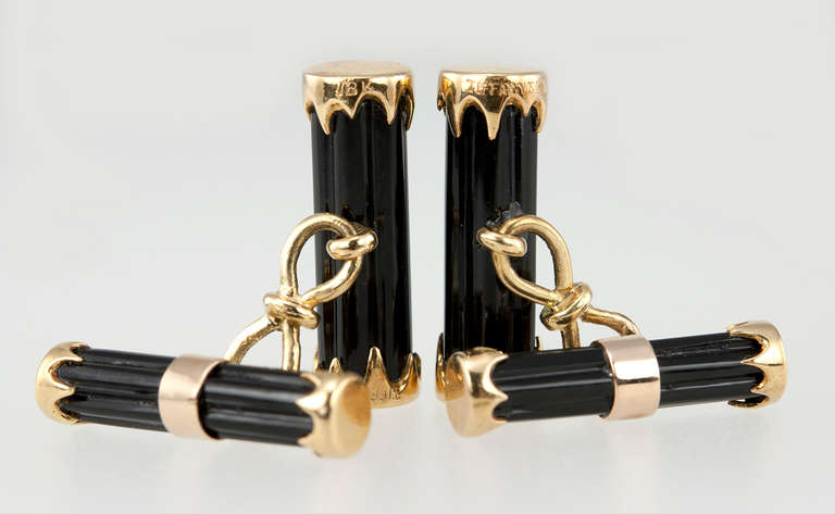 Tiffany & Co. Onyx Gold Cufflinks 2