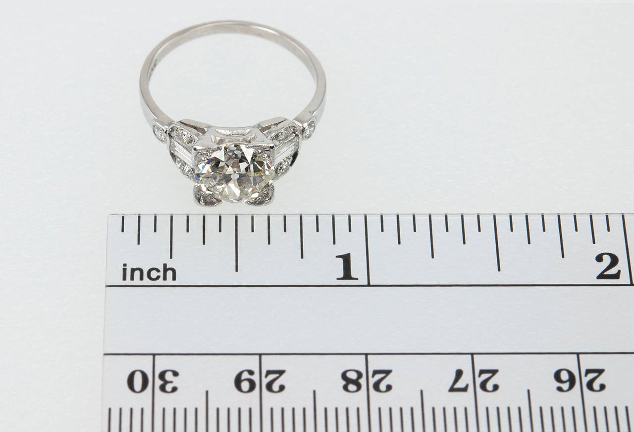 1.86 Carat GIA Cert Art Deco Diamond Platinum Engagement Ring 6