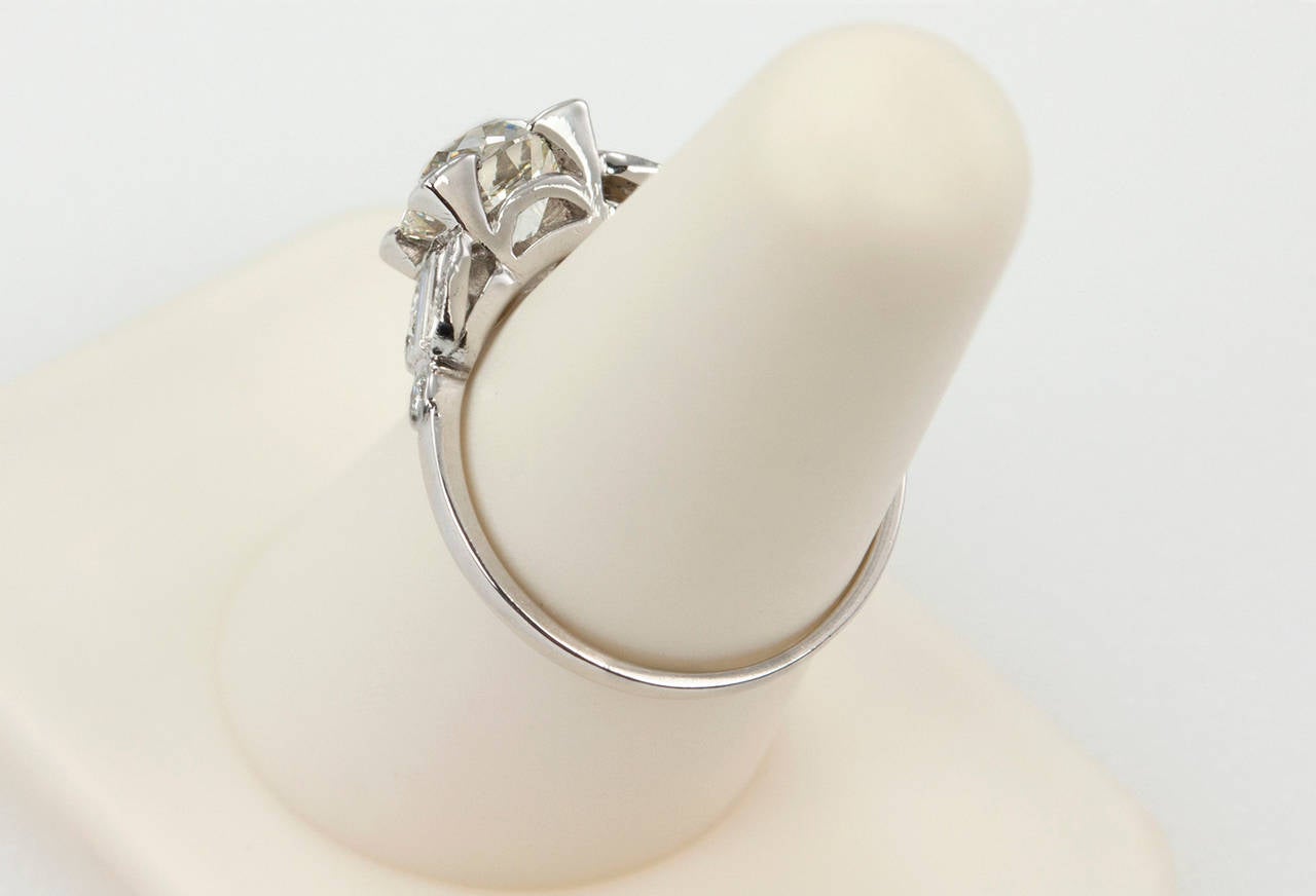 1.86 Carat GIA Cert Art Deco Diamond Platinum Engagement Ring 4