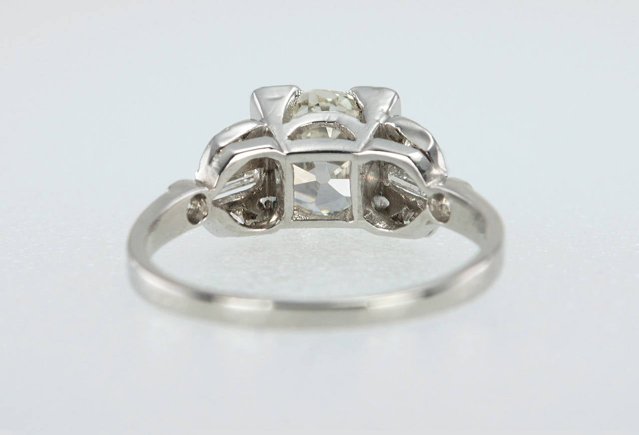 1.86 Carat GIA Cert Art Deco Diamond Platinum Engagement Ring 5