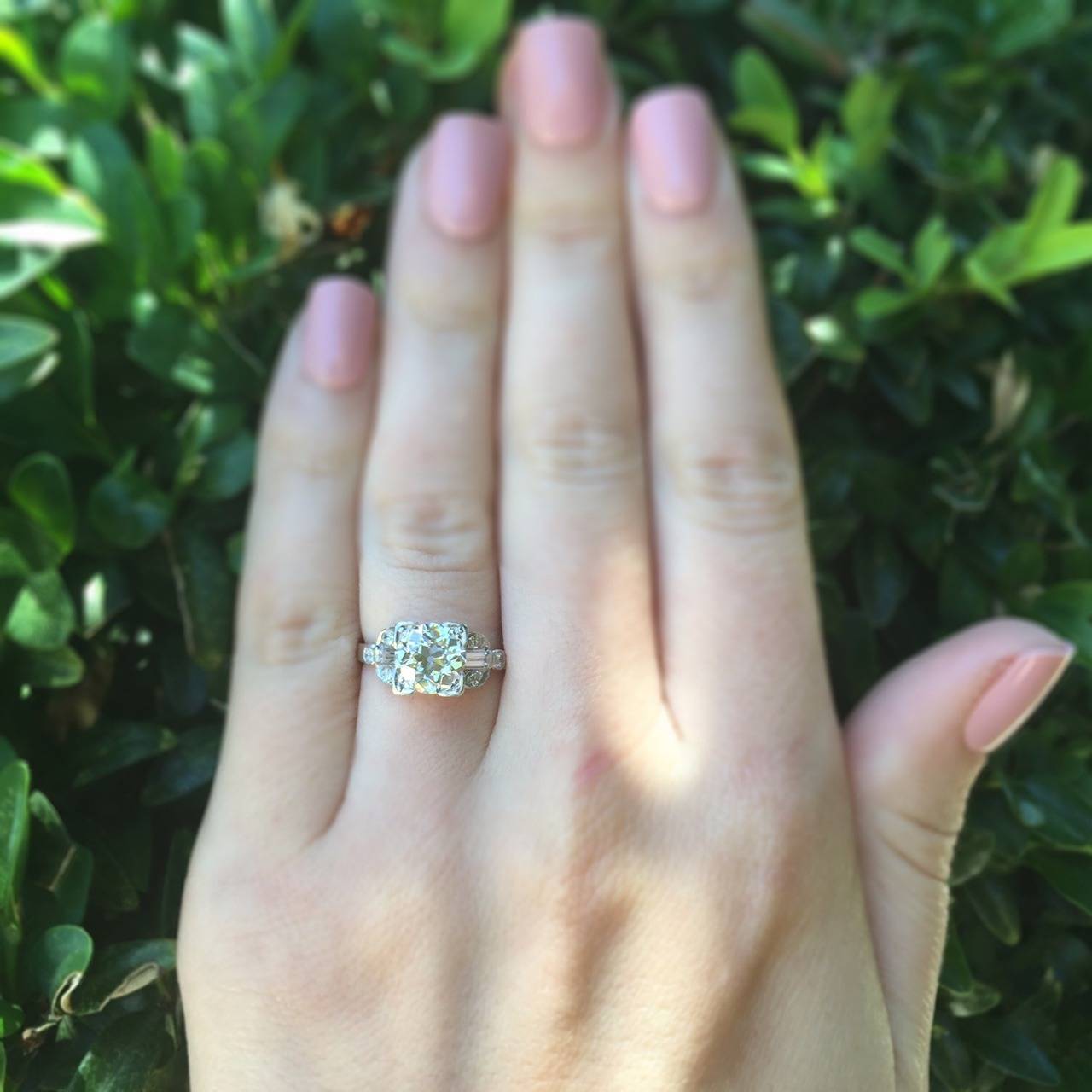 1.86 Carat GIA Cert Art Deco Diamond Platinum Engagement Ring 1