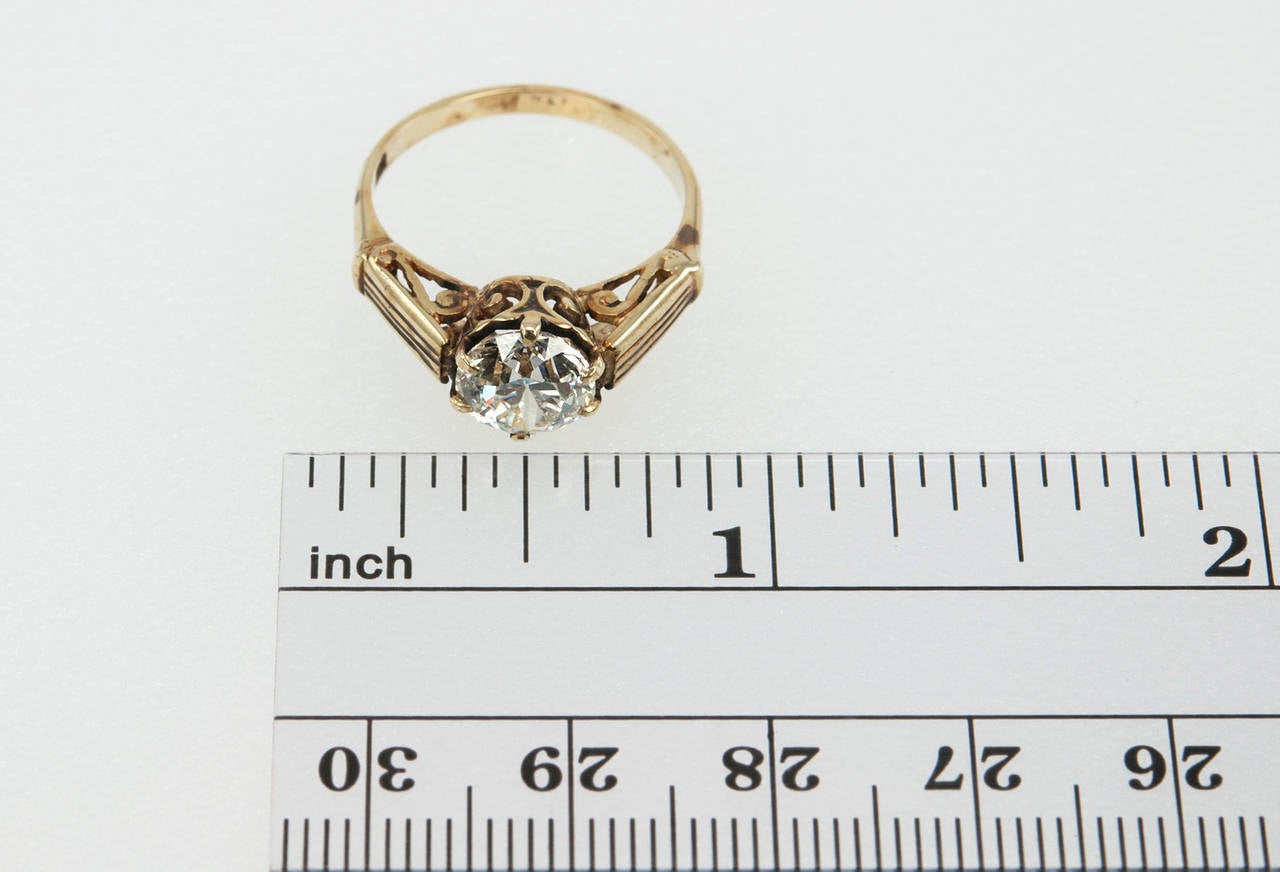 1.60 Carat Victorian Diamond Solitaire Engagement Ring For Sale 2