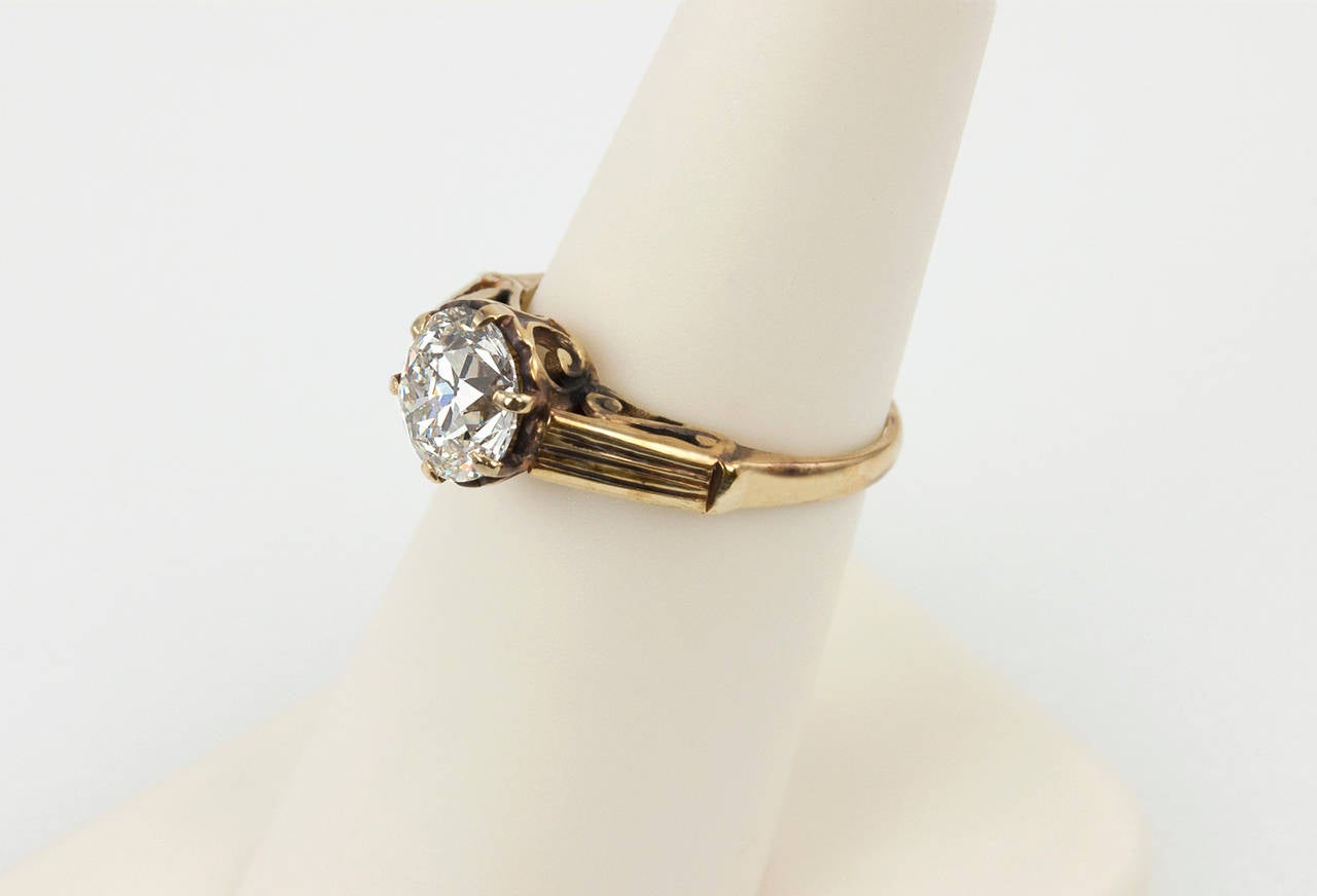 1.60 Carat Victorian Diamond Solitaire Engagement Ring In Good Condition For Sale In Los Angeles, CA