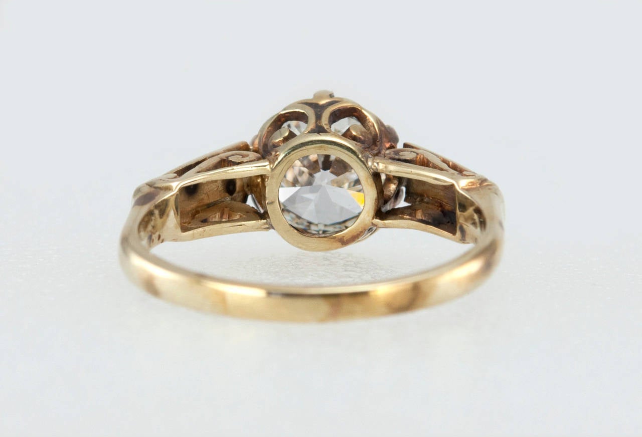 1.60 Carat Victorian Diamond Solitaire Engagement Ring For Sale 1