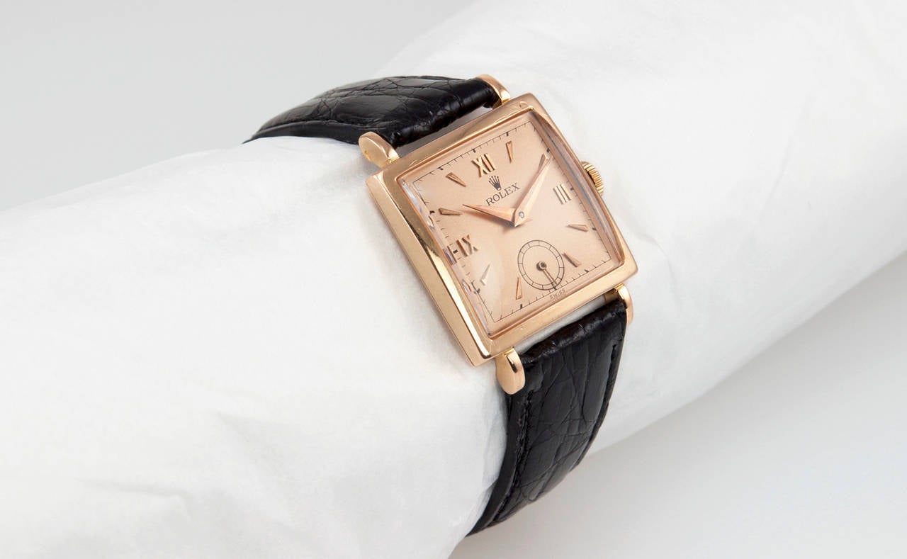Rolex Rose Gold Square Dress Wristwatch Ref 4470 at 1stDibs square rolex