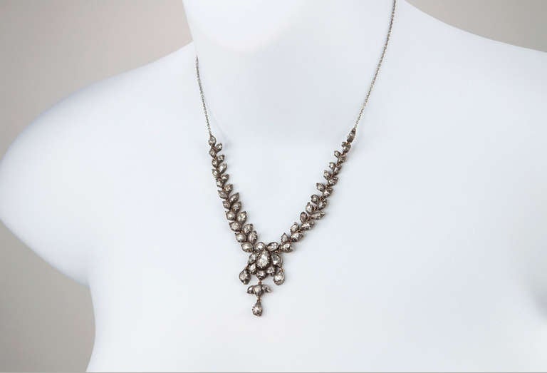Women's Victorian Rose Cut Diamond Necklace For Sale