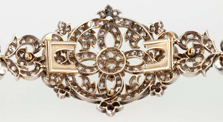 Victorian Link Bracelet with Old Mine Cut Diamonds For Sale 3