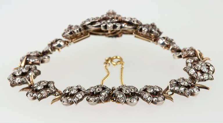 Victorian Link Bracelet with Old Mine Cut Diamonds For Sale 4