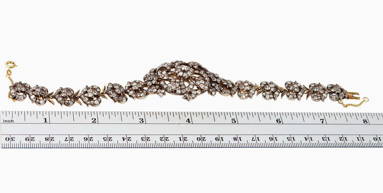 Victorian Link Bracelet with Old Mine Cut Diamonds In Excellent Condition For Sale In Los Angeles, CA