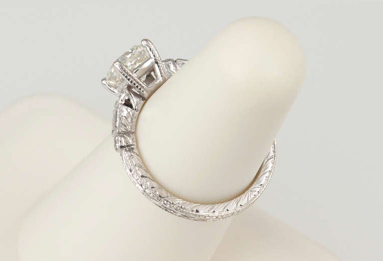 Engraved 1.11ct K-VS2 GIA Diamond Engagement Ring For Sale 2