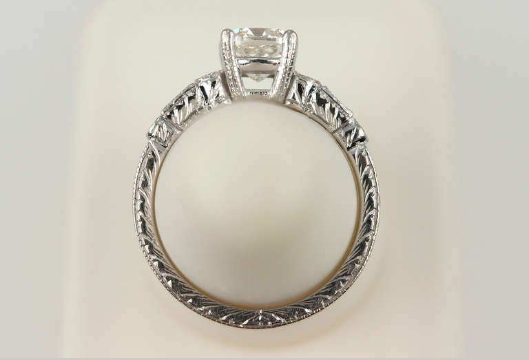 Engraved 1.11ct K-VS2 GIA Diamond Engagement Ring For Sale 4