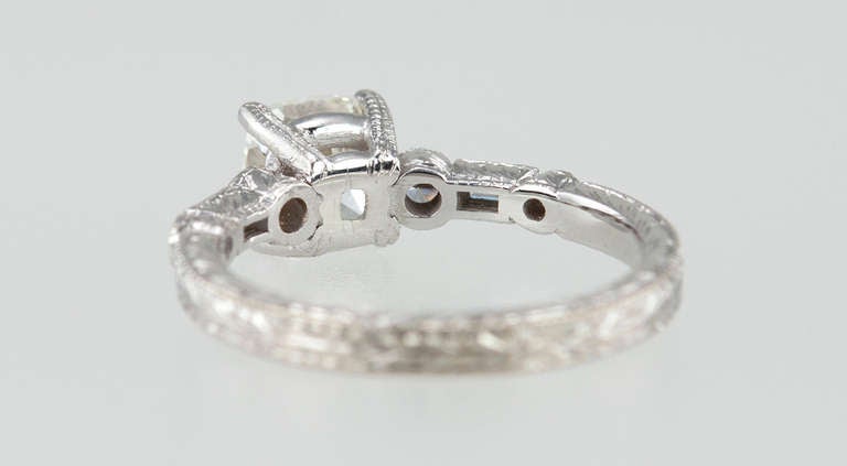 Engraved 1.11ct K-VS2 GIA Diamond Engagement Ring For Sale 1