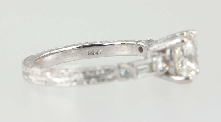 Engraved 1.11ct K-VS2 GIA Diamond Engagement Ring For Sale 5
