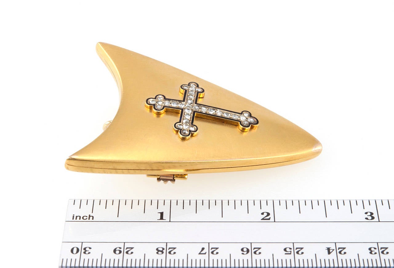 Antique Gold Shield Shaped Double Locket Pendant/Brooch 2
