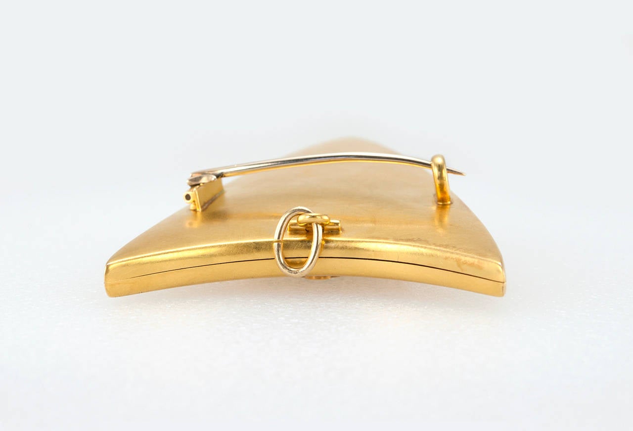 Antique Gold Shield Shaped Double Locket Pendant/Brooch 1