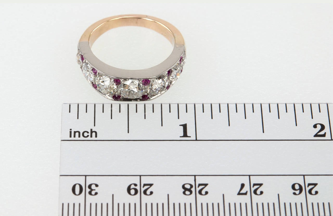 Old European Cut Diamond and Ruby Band 4
