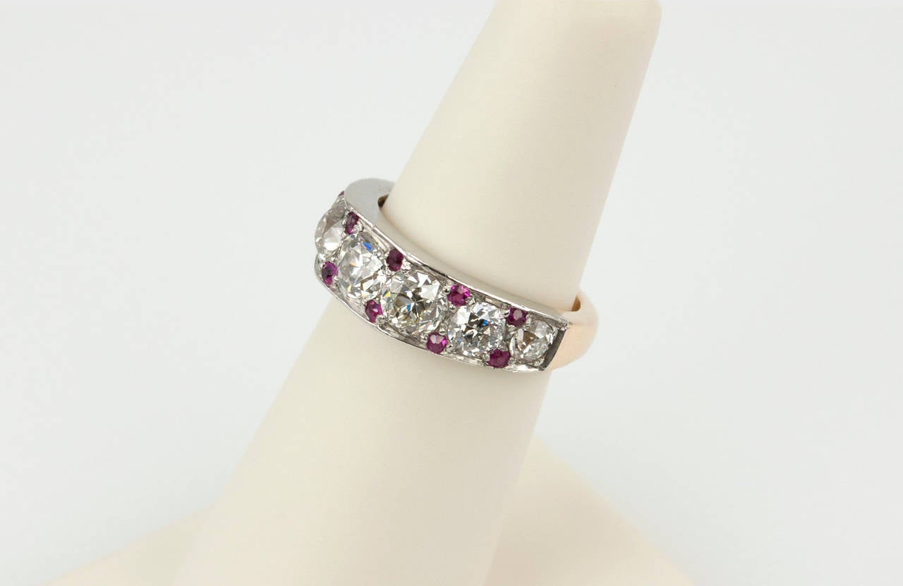 Old European Cut Diamond and Ruby Band 1