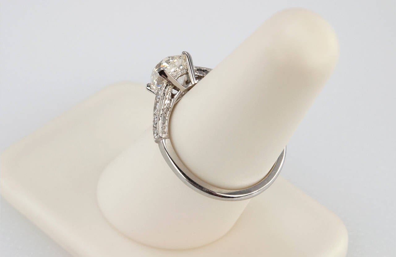 1.55 Carat Cushion Cut Diamond and Platinum Engagement Ring 3
