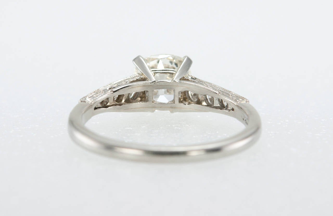 1.55 Carat Cushion Cut Diamond and Platinum Engagement Ring 4