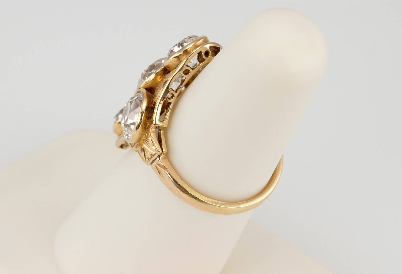 Arts and Crafts Old European Cut Diamond Gold Ring For Sale 4