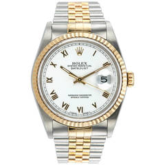 Rolex Yellow Gold Stainless Steel DateJust Wristwatch Ref 16233