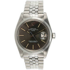 Rolex Stainless Steel Date Gray Dial Wristwatch Ref 1500