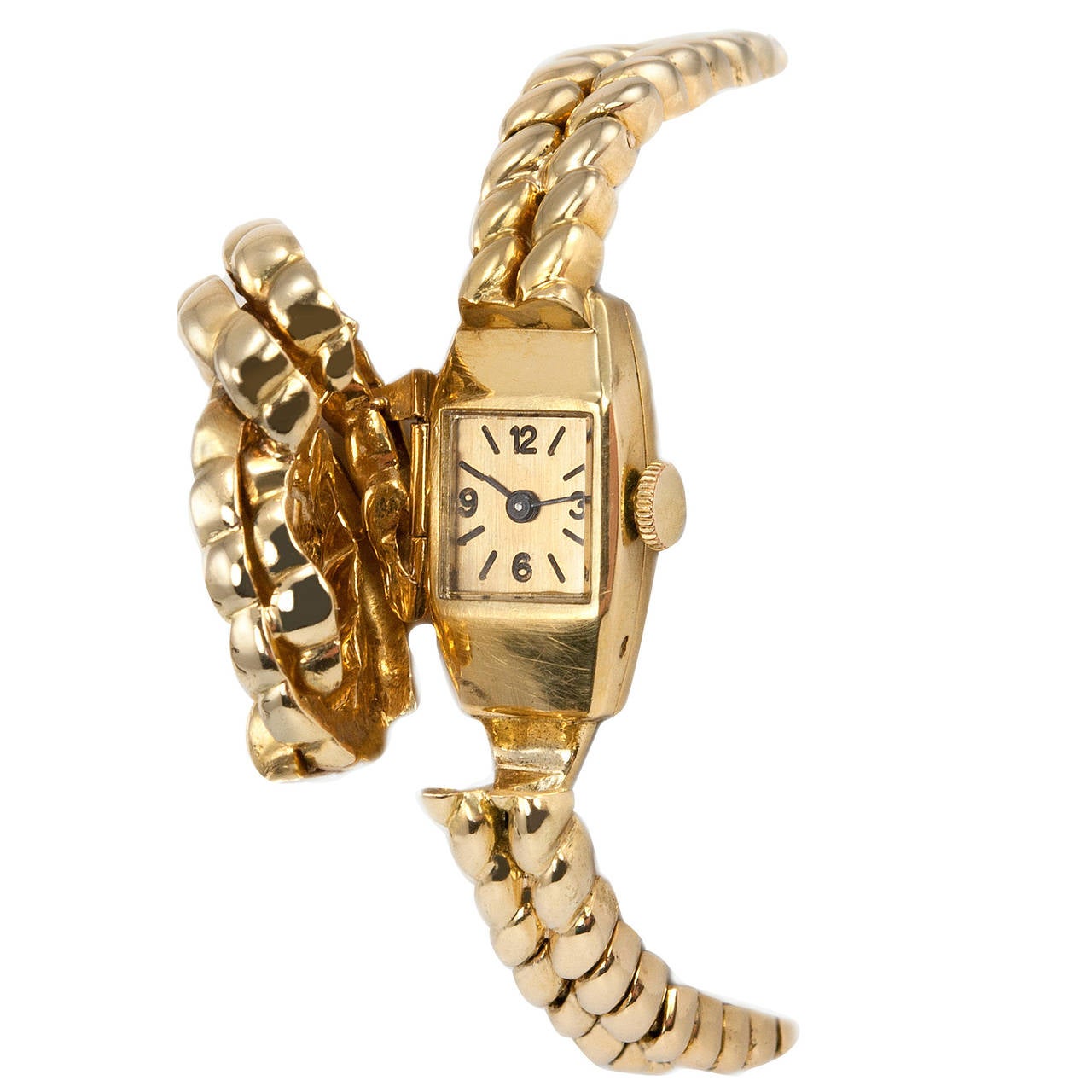 Van Cleef & Arpels Hidden Watch Gold Knot Bracelet, Circa 1960s For Sale