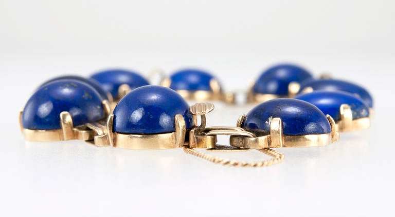 Women's Retro Lapis Lazuli Link Bracelet
