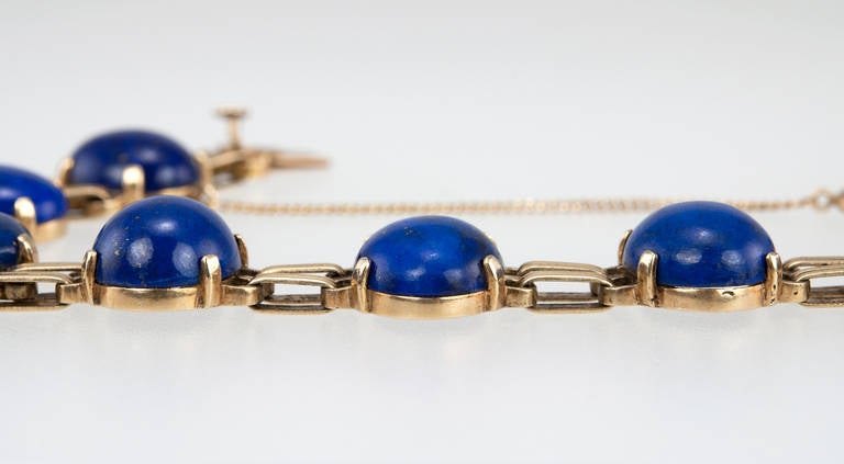 Retro Lapis Lazuli Link Bracelet In Excellent Condition In Los Angeles, CA