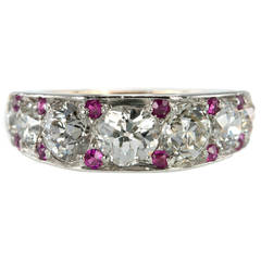 Old European Cut Diamond and Ruby Band