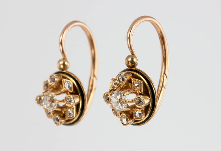 Women's Victorian Old Mine Cut Diamond Cluster Earrings For Sale