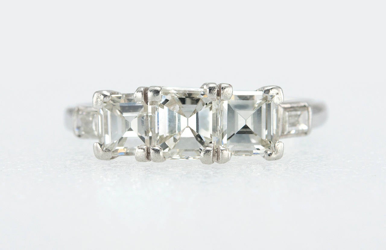 3 stone square diamond ring