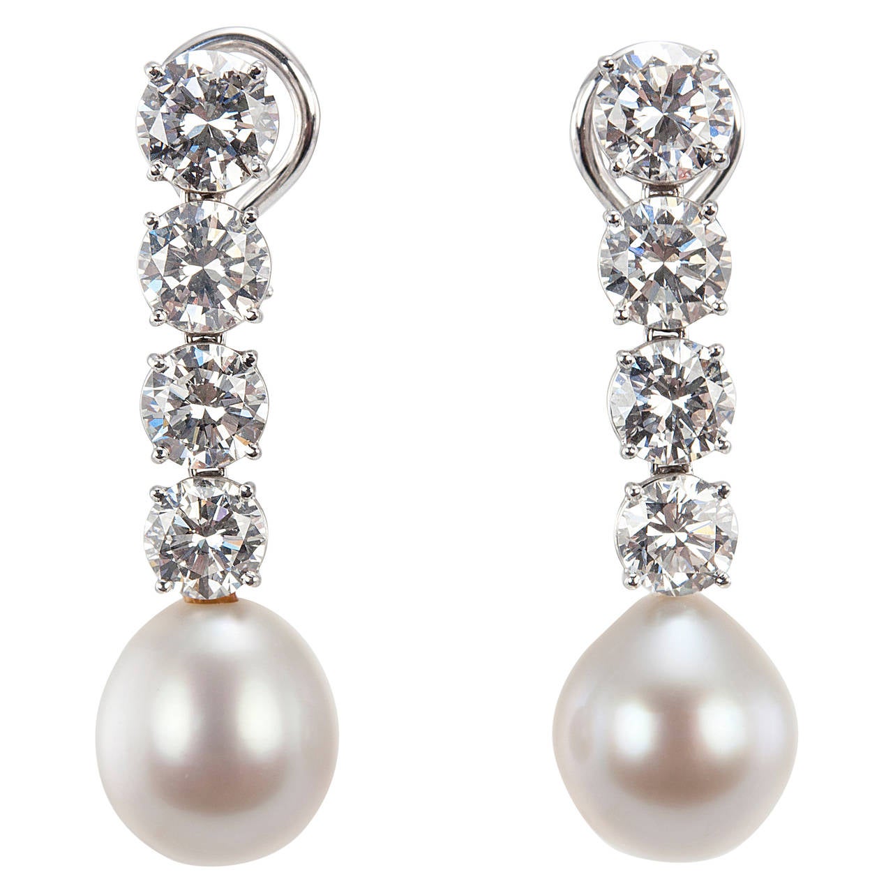 Bulgari Diamond And Pearl Dangle Earrings For At 1stdibs Bulgari Diamond And Pearl Dangle Earrings For