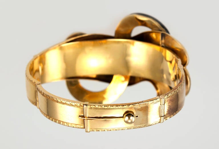 Victorian Enamel Diamond Gold Snake Bangle Bracelet 3