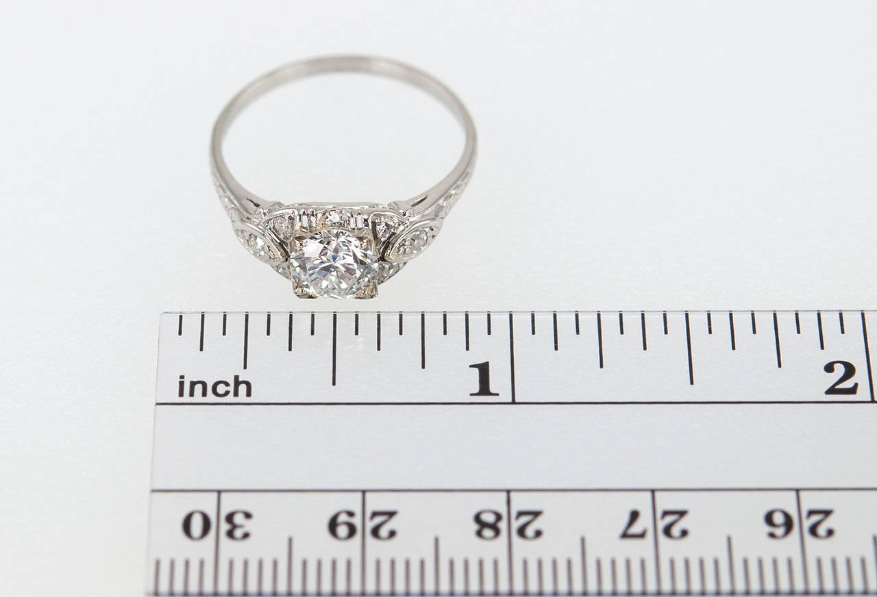 Art Deco 0.96 Carat Diamond Platinum Engagement Ring 5