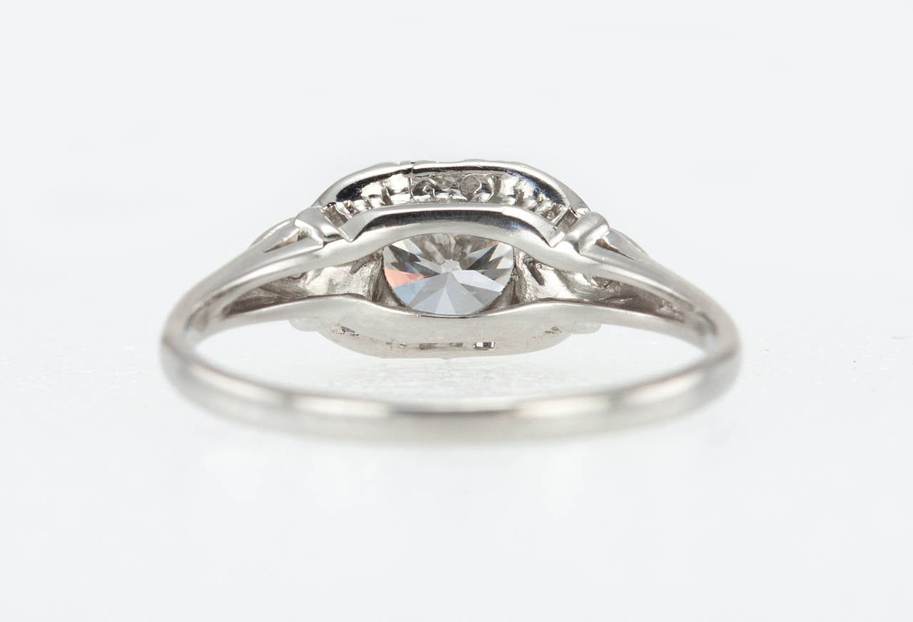 Art Deco 0.96 Carat Diamond Platinum Engagement Ring 1