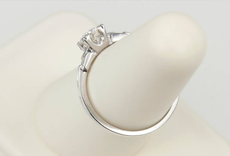 Art Deco 0.55 Carat Old European Cut Diamond Platinum Ring For Sale 3
