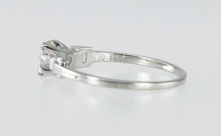 Art Deco 0.55 Carat Old European Cut Diamond Platinum Ring For Sale 6