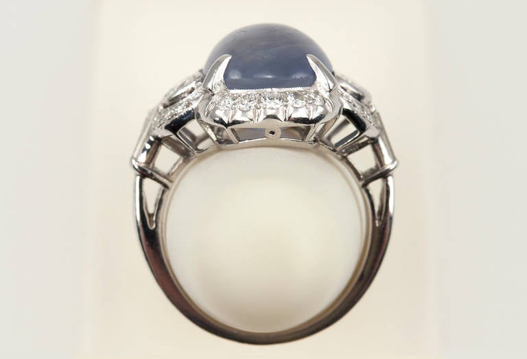 Art Deco Cabochon Sapphire Diamond Ring For Sale 4
