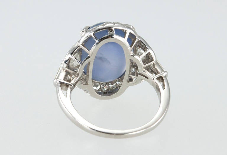 Art Deco Cabochon Sapphire Diamond Ring For Sale 1