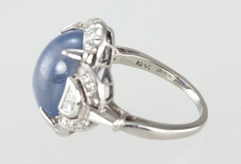 Art Deco Cabochon Sapphire Diamond Ring For Sale 5