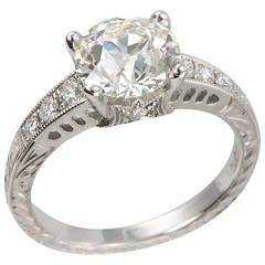 1.91 Carat Old European Cut Diamond Platinum Engagement Ring
