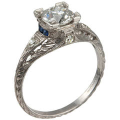1920s 0.85 Carat Sapphire Diamond Engagement Ring 1920s 0.85 Carat Sapphire Diamond Engagement Ring