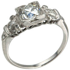 Art Deco 1.14 Carat Diamond Platinum Engagement Ring