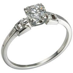 Art Deco 0.55 Carat Old European Cut Diamond Platinum Ring