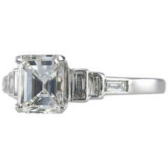 Art Deco 1.01 Carat Square Emerald Cut Diamond Engagement Ring