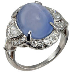 Art Deco Cabochon Sapphire Diamond Ring